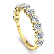 Demi-alliance 11 diamants naturels ronds 1.30 carat or jaune Martina